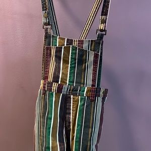 BDG Denim Rainbow Striped Overalls